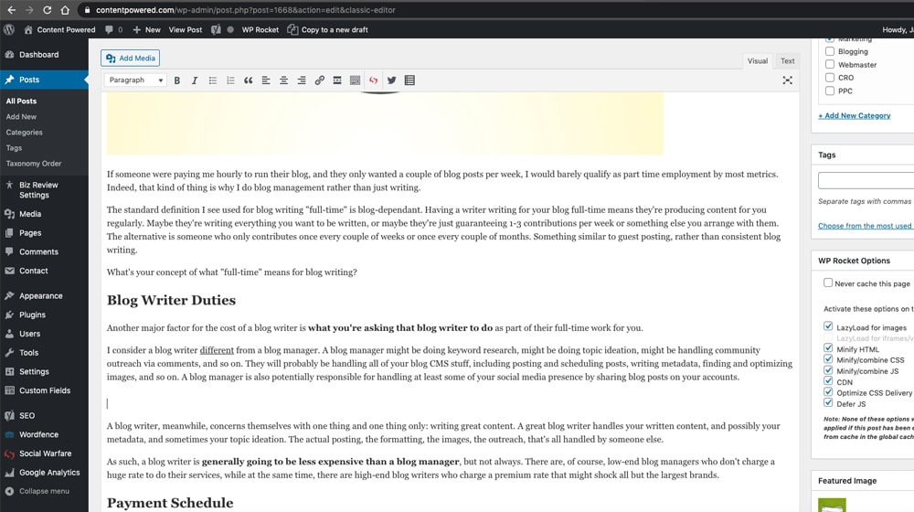 Blog Manager Editing In Wordpress